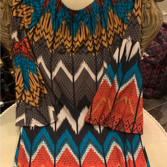 Multicolor Chevron Pattern Dress - Picture 2 of 9